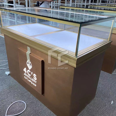 Glossy Metal Jewelry Display Showcase Custom Logo